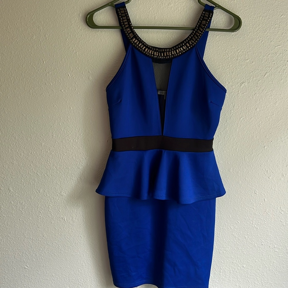 Peplum royal blue Charlotte Russe dress worn once, medium